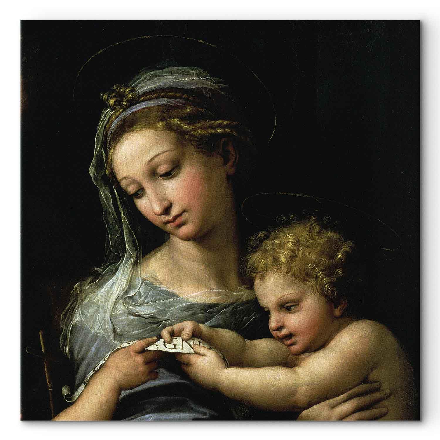 Rafael Santi Jomfruen med Rosen billede på lærred - 80 x 80 cm - Premium Print