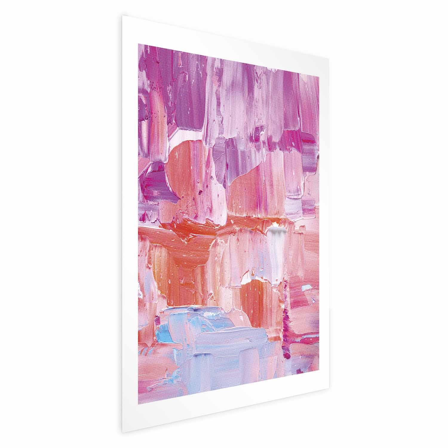 Abstrakt plakat Colorful Strokes i pink og lilla - 30 x 21 cm - Uden ramme