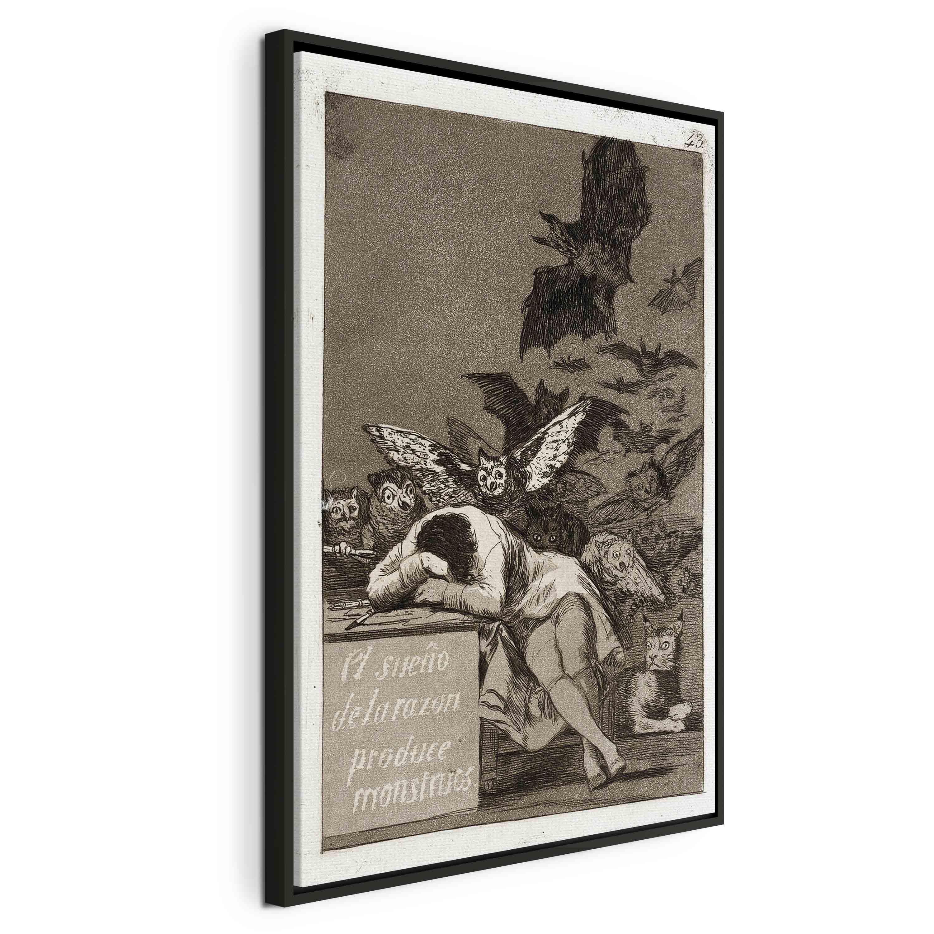 Francisco Goya lærredsbillede - Fornuftens søvn skaber monstre - 60 x 90 cm - I en sort træramme