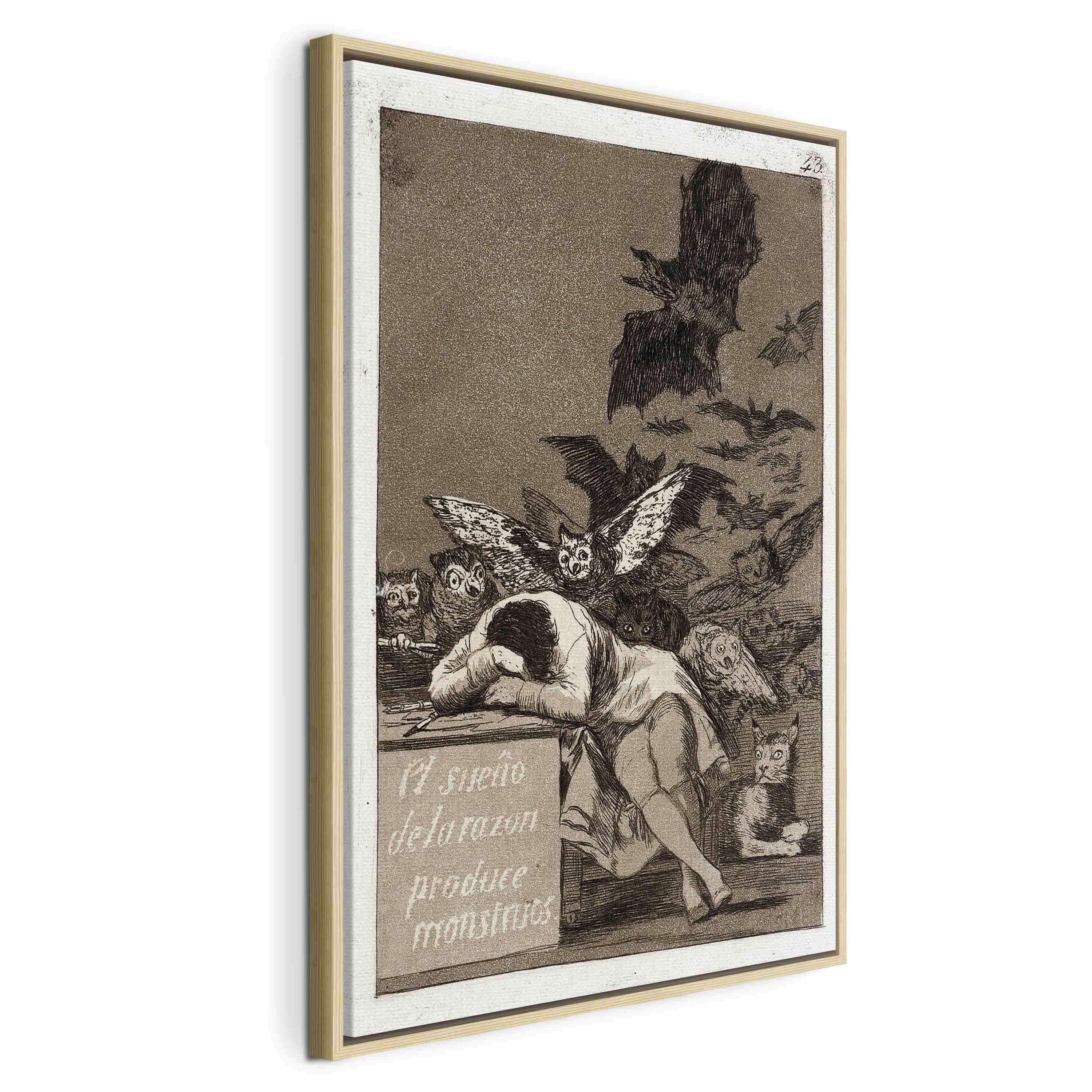 Francisco Goya lærredsbillede - Fornuftens søvn skaber monstre - 40 x 60 cm - I en naturlig træramme