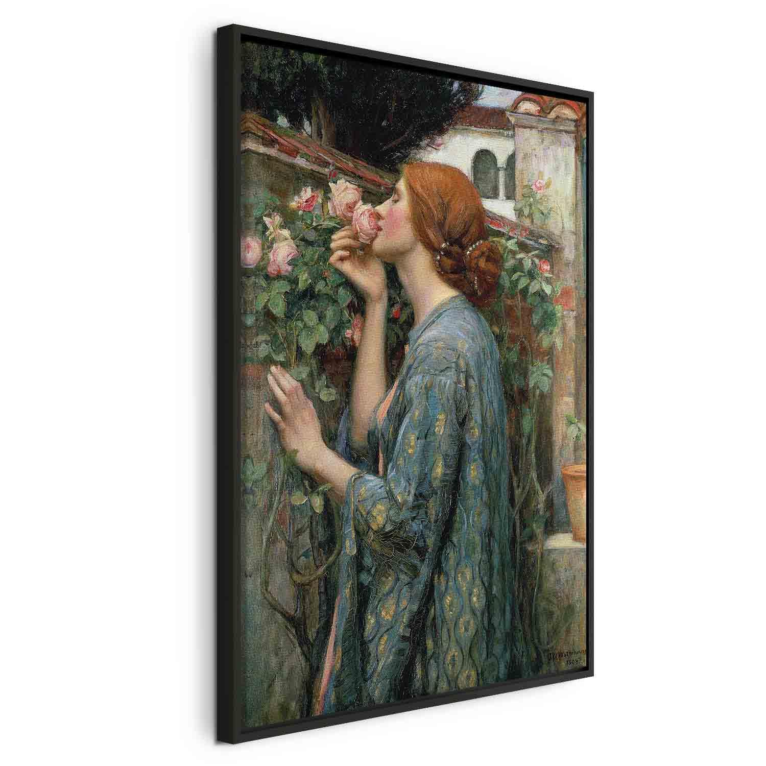 John William Waterhouse billede på lærred - Rosens sjæl - 40 x 60 cm - I en sort træramme