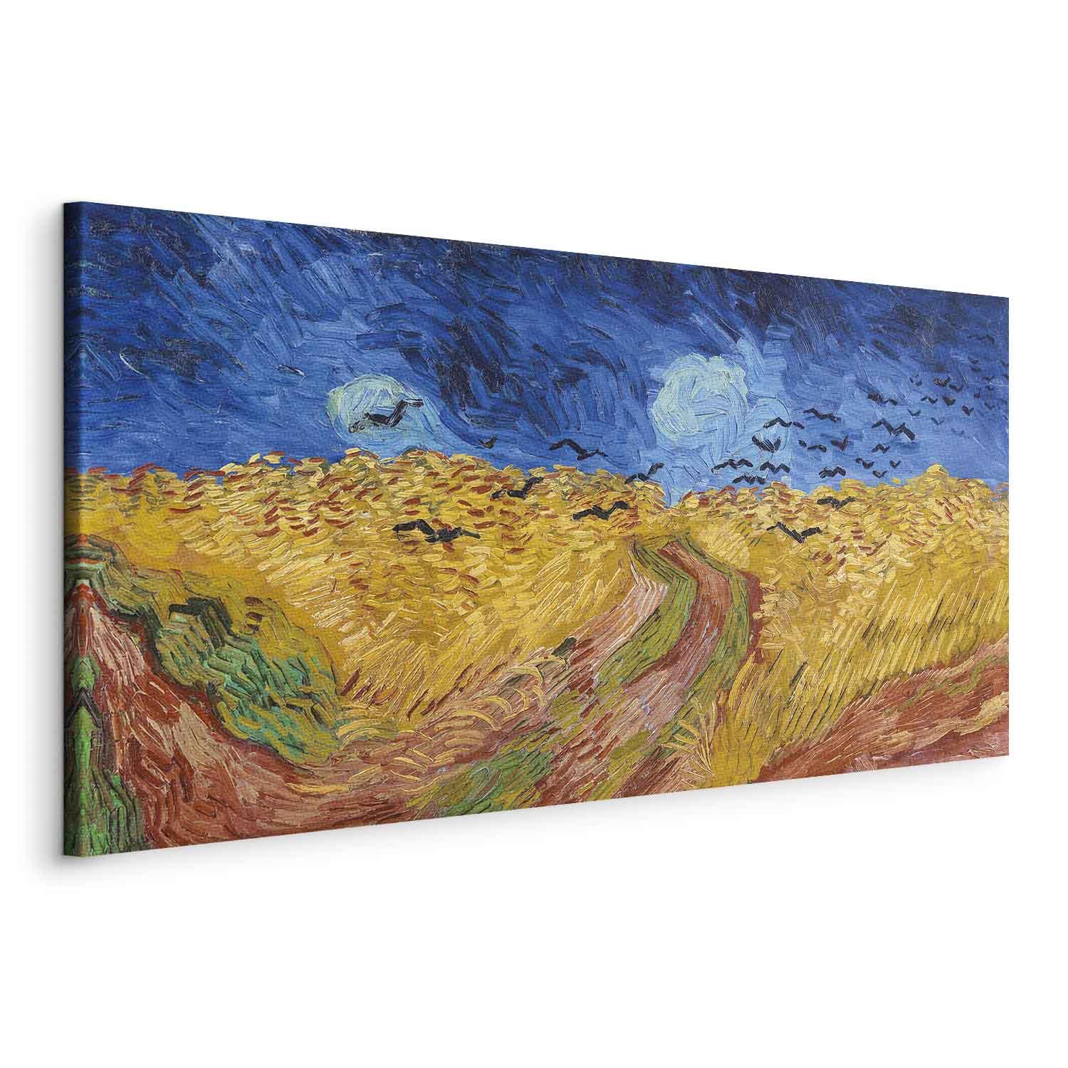 Vincent van Gogh Hvedemark med krager lærredsbillede - 60 x 30 cm - På italiensk lærred