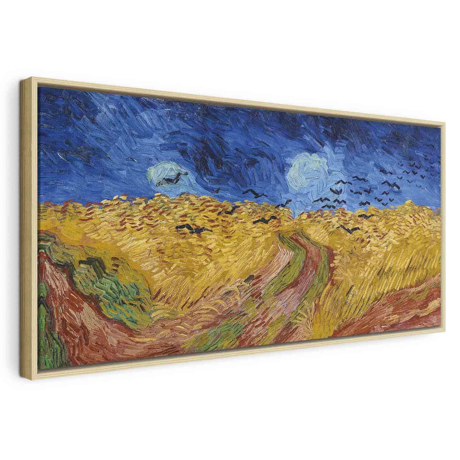 Vincent van Gogh Hvedemark med krager lærredsbillede - 60 x 30 cm - I en naturlig træramme