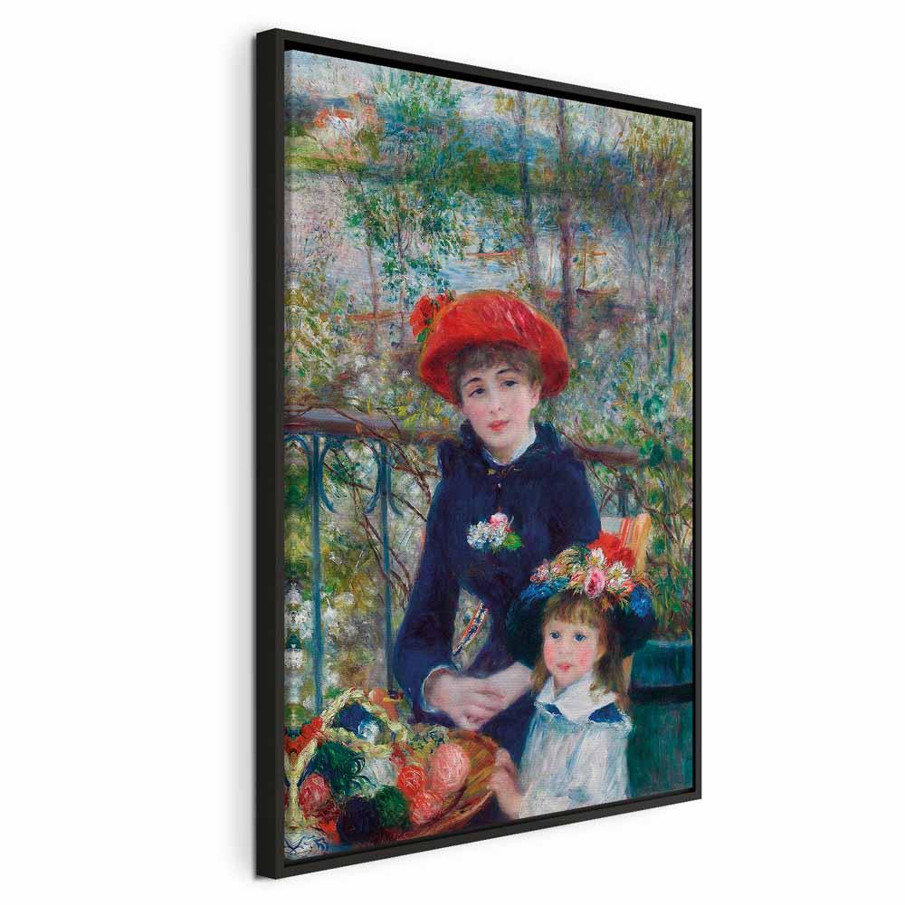 Pierre-Auguste Renoir billede på lærred - To søstre på terrassen - 60 x 90 cm - I en sort træramme