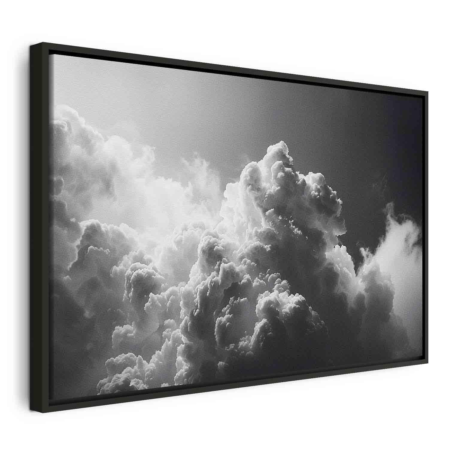 Lærredsbillede Solen gennem mørke skyer - 120 x 80 cm - I en sort træramme