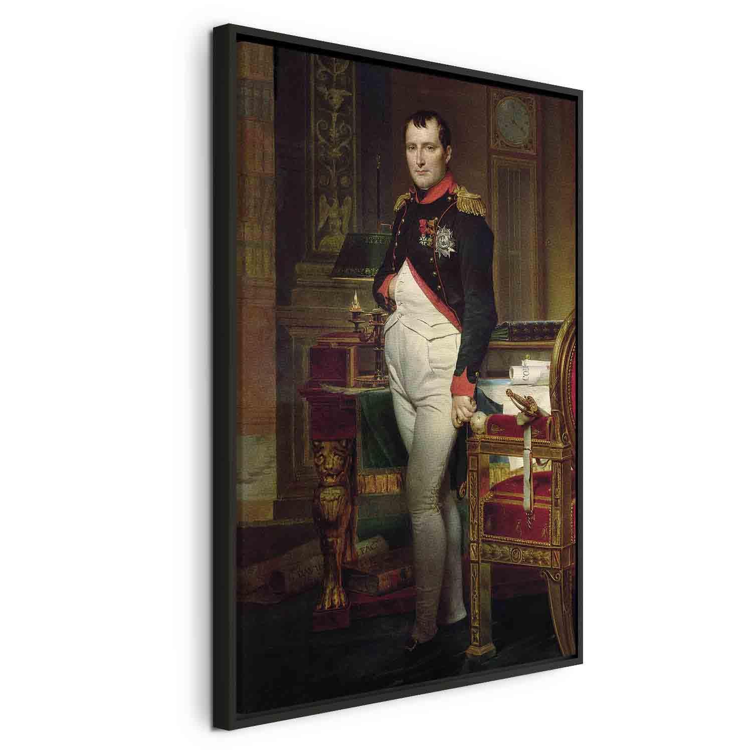Jacques-Louis David - Napoleon Bonaparte lærredsbillede - 80 x 120 cm - I en sort træramme
