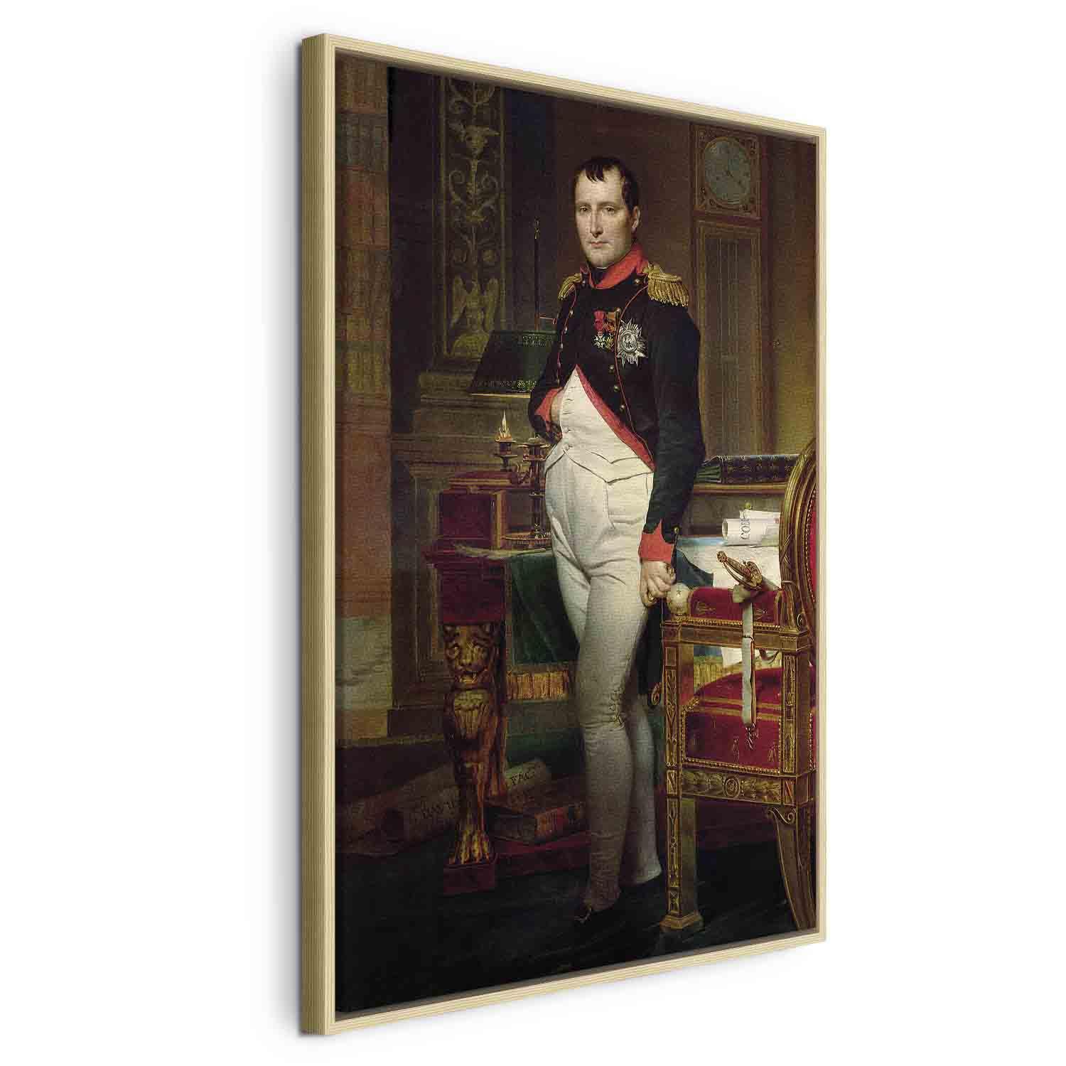 Jacques-Louis David - Napoleon Bonaparte lærredsbillede - 80 x 120 cm - I en naturlig træramme