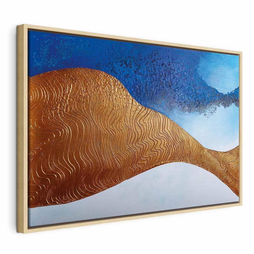 Abstrakt lærredsbillede Indigo Ridge 1 del bredformat - 120 x 80 cm - I en naturlig træramme