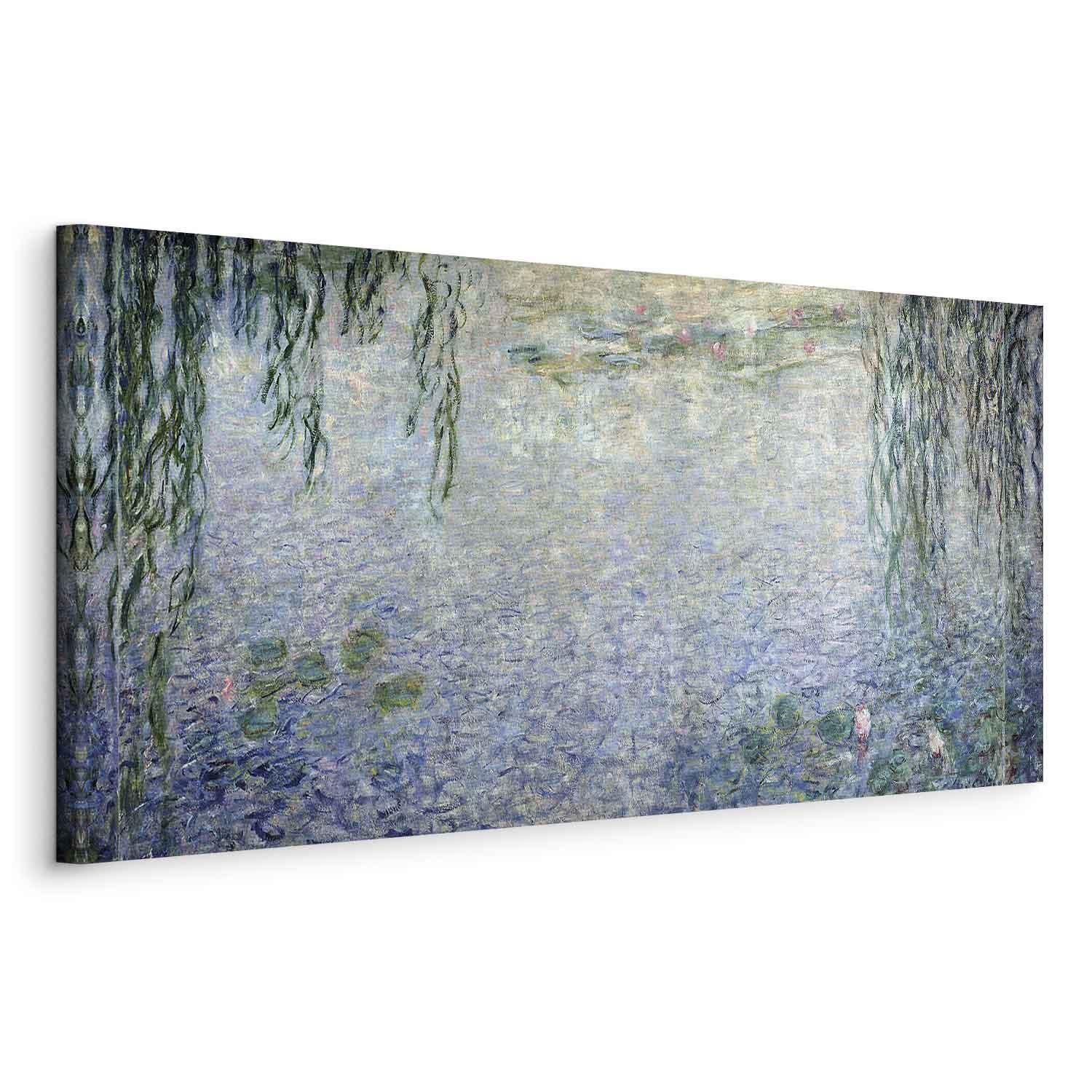 Claude Monet Åkander - Klar morgen med piletræer lærredsbillede 100 x 40 cm - 100 x 40 cm - På italiensk lærred