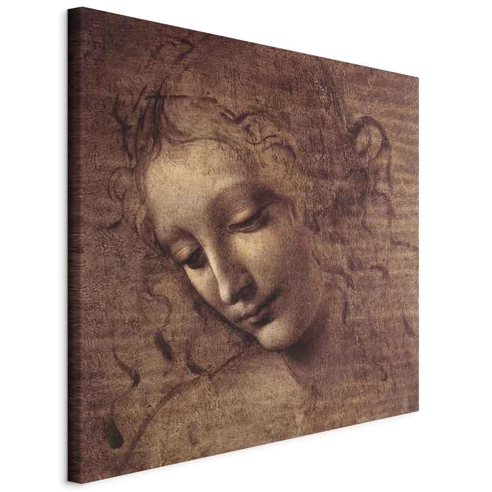 Leonardo da Vinci billede på lærred - Hoved af en ung kvinde Leda - 40 x 40 cm - Standard