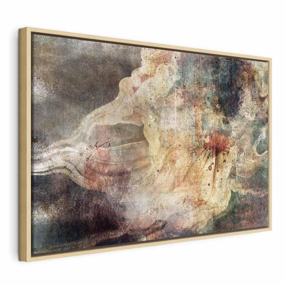 Abstrakt billede på lærred - Vild dans i tågen, bredformat - 90 x 60 cm - I en naturlig træramme