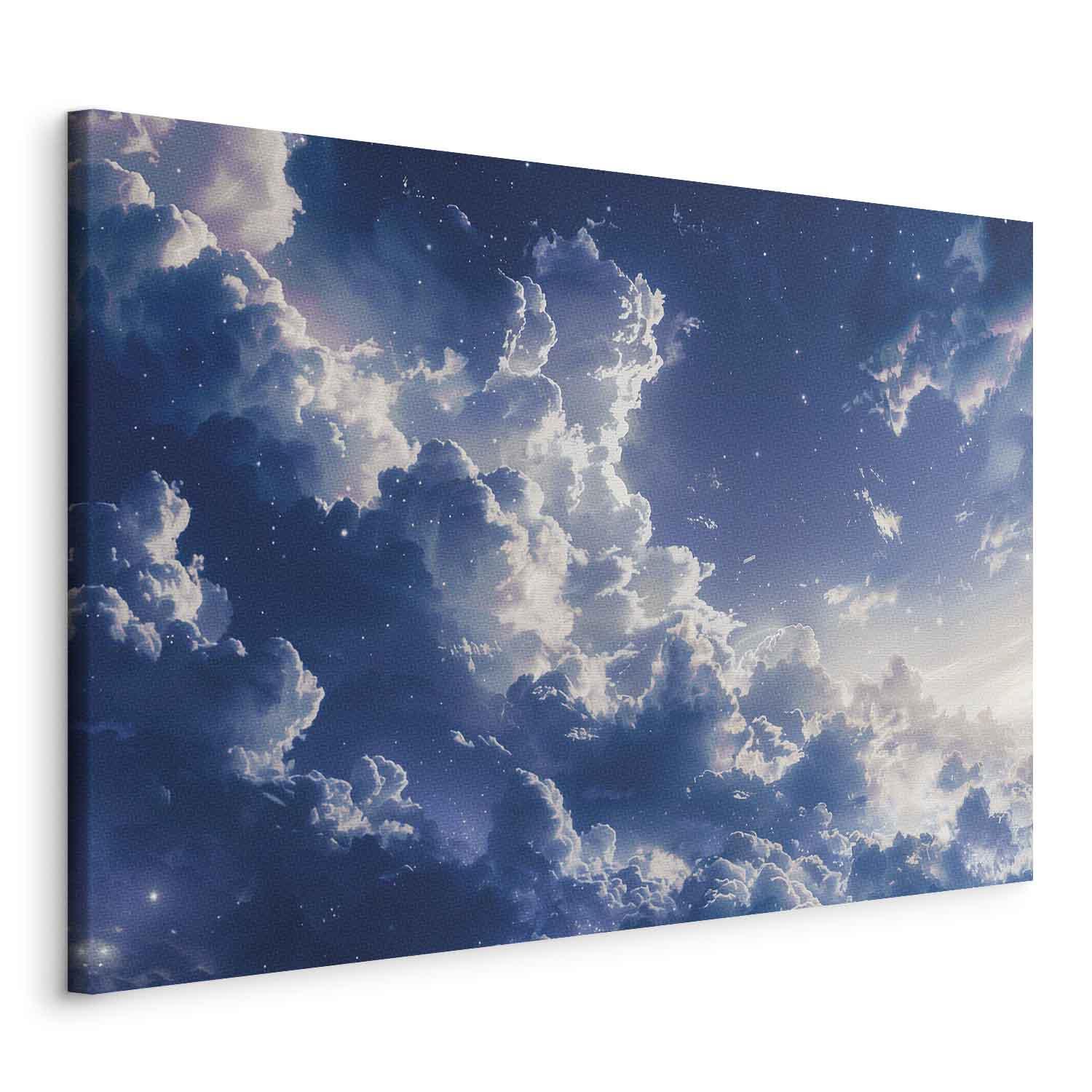 Billede på lærred med stjerneklare skyer og sart lys over himlen - 30 x 20 cm - På italiensk lærred