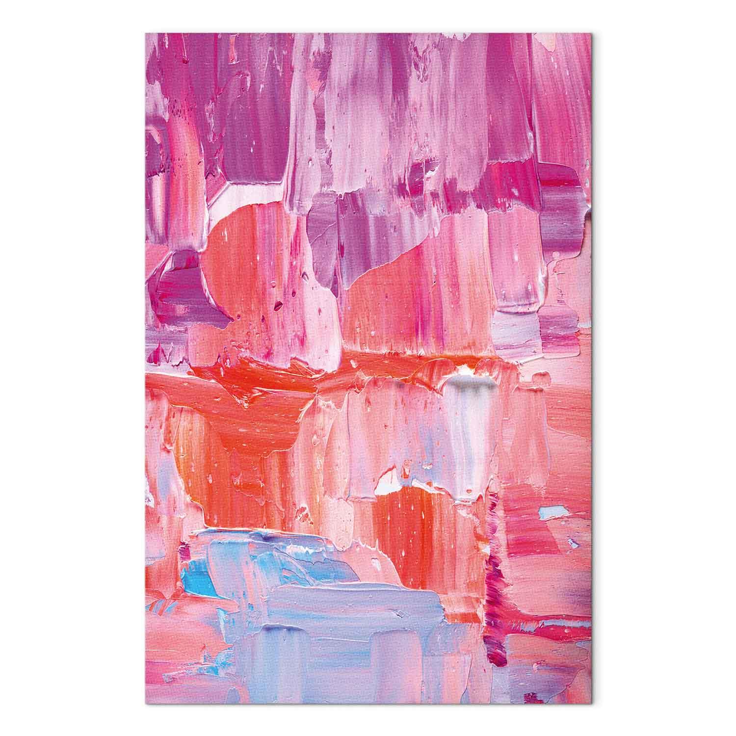 Abstrakt billede på lærred - Farverige kontraster i rosa nuancer - 60 x 90 cm - Premium Print