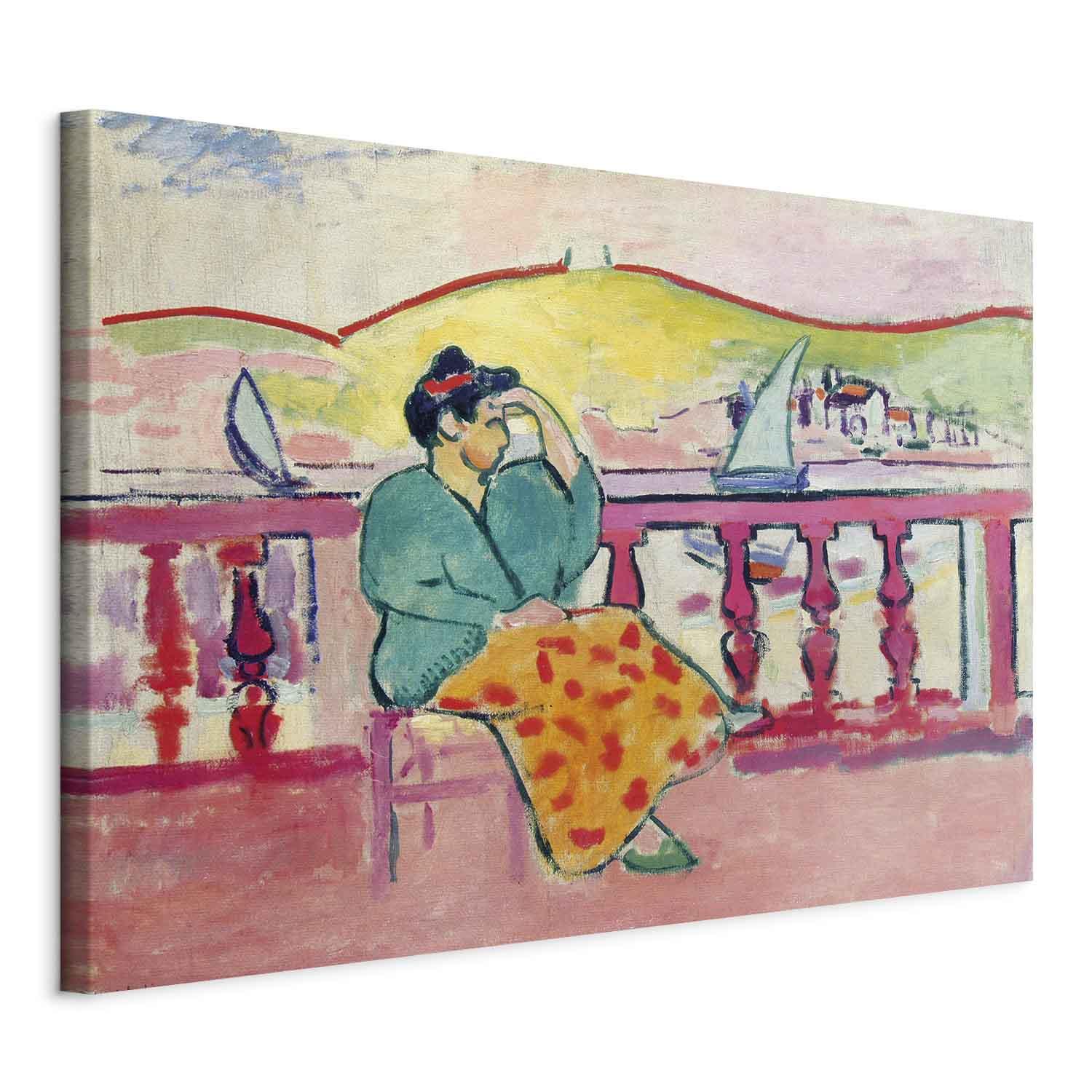 Henri Matisse billede på lærred - Kvinde på terrassen - 90 x 60 cm - På italiensk lærred