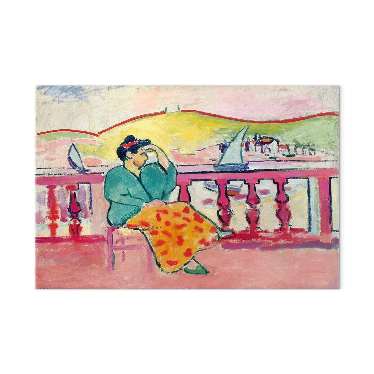 Henri Matisse billede på lærred - Kvinde på terrassen - 90 x 60 cm - Akustisk