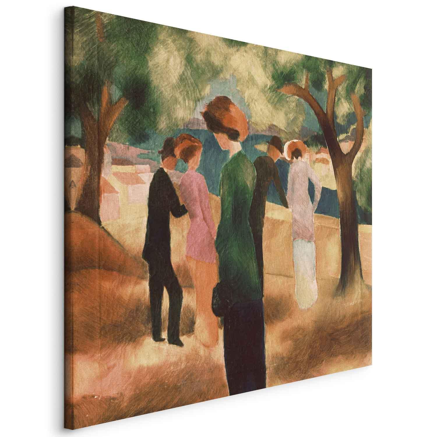 August Macke Dame i grøn jakke - lærredsbillede - 80 x 80 cm - På italiensk lærred