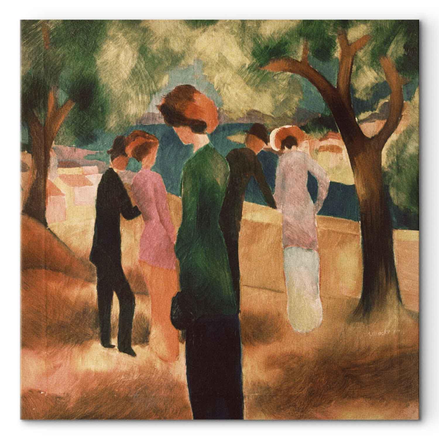 August Macke Dame i grøn jakke - lærredsbillede - 80 x 80 cm - Premium Print