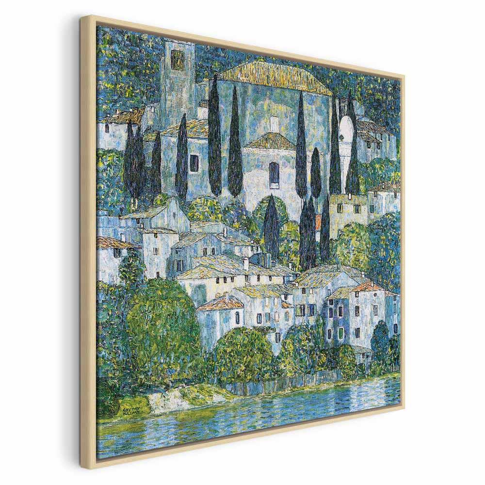 Gustav Klimt billede på lærred - Kirke i Casson - 80 x 80 cm - I en naturlig træramme