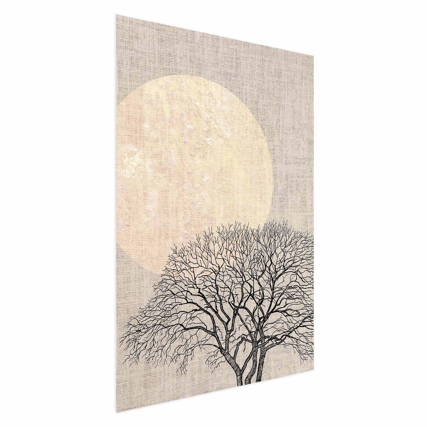 Plakat Fuldmåne om Morgenen - landskabsplakat - 60 x 90 cm - Uden ramme