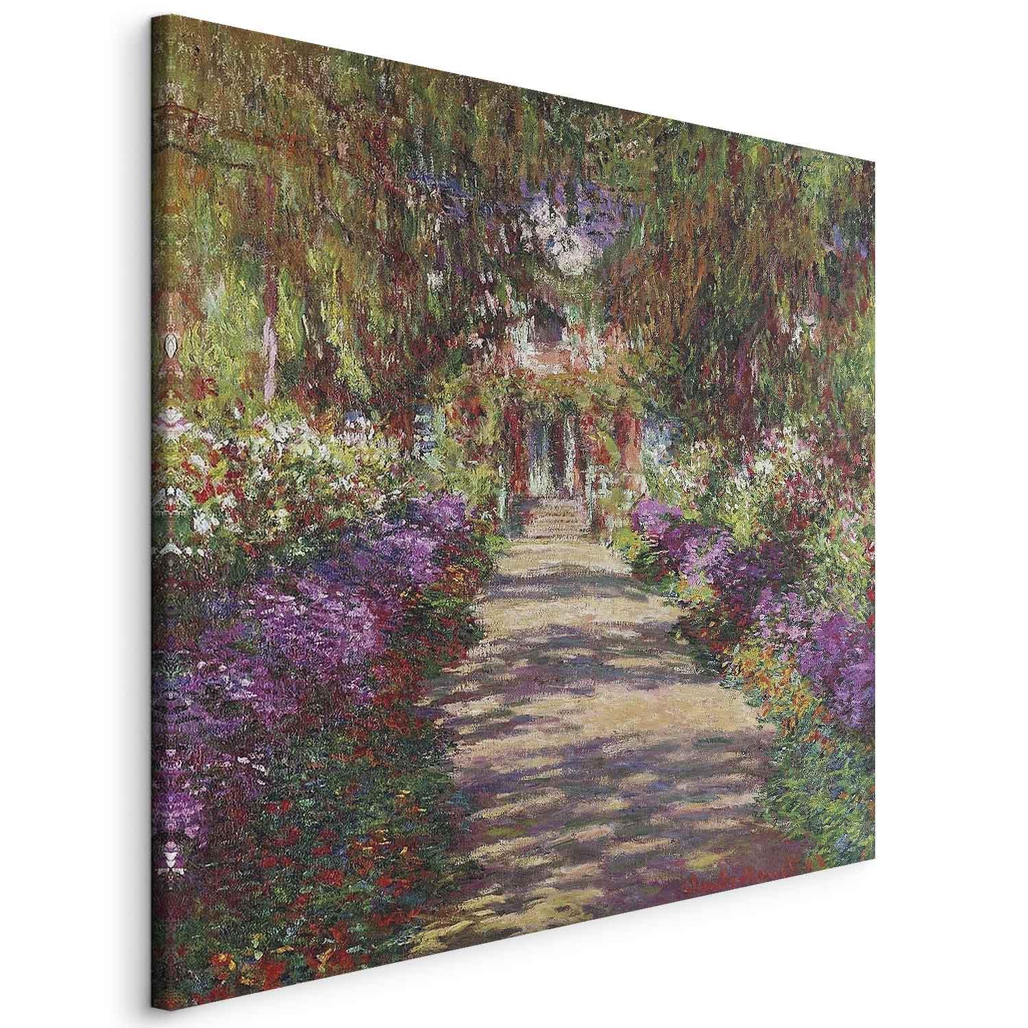Claude Monet lærredsbillede - En sti i Monets have - 40 x 40 cm - På italiensk lærred
