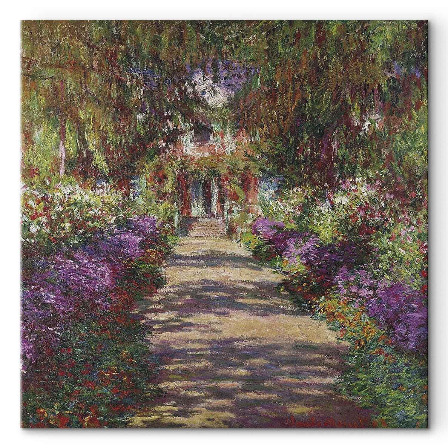 Claude Monet lærredsbillede - En sti i Monets have - 40 x 40 cm - Premium Print
