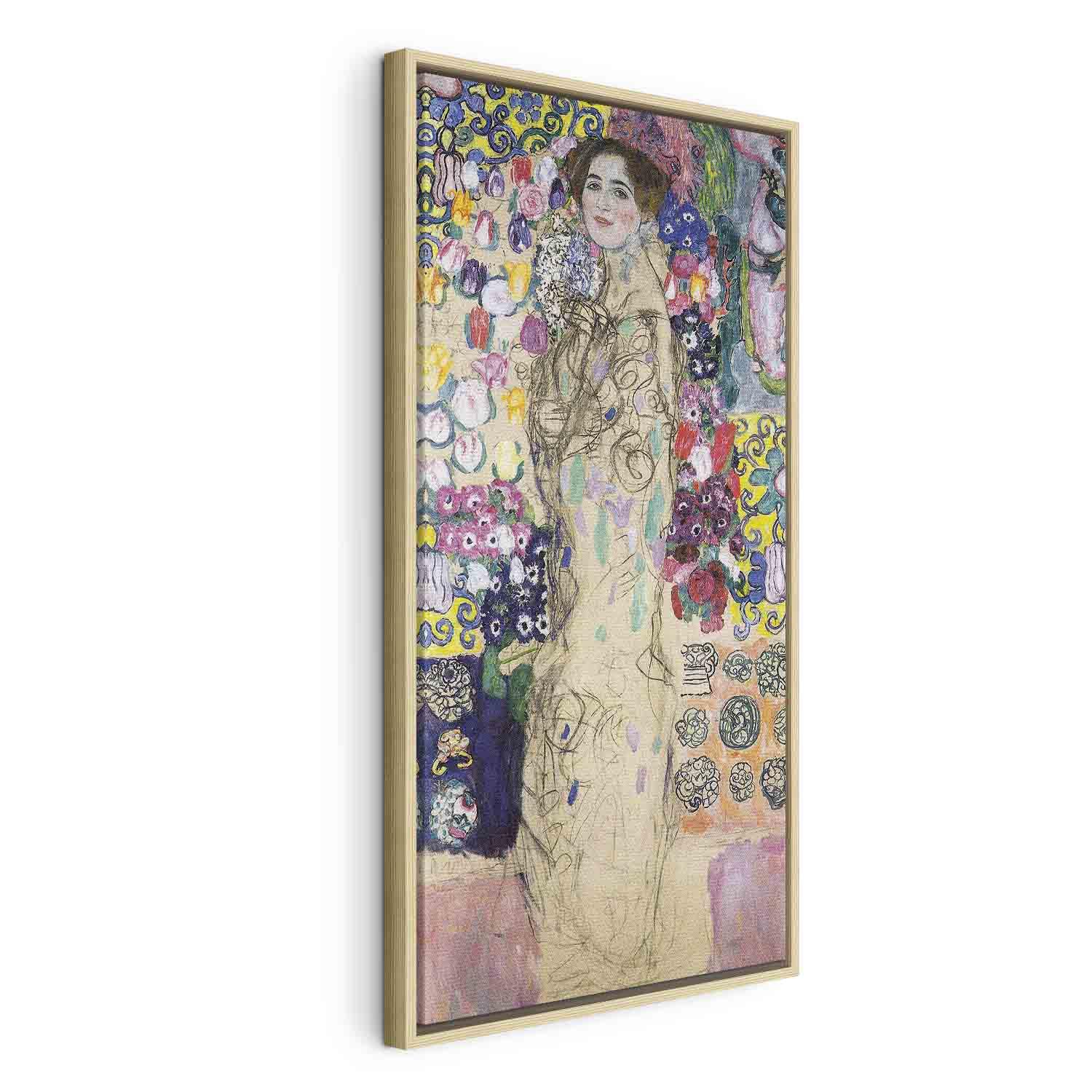 Gustav Klimt billede på lærred - Portræt af Maria Munk - 60 x 120 cm - I en naturlig træramme