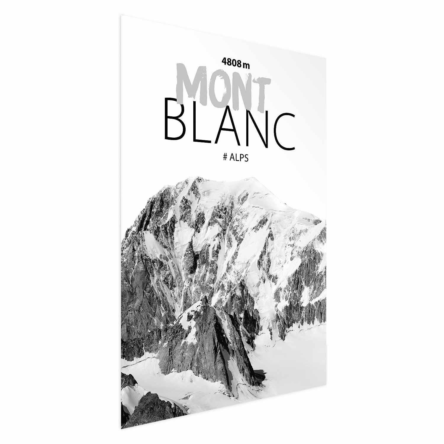 Landskabsplakat Mont Blanc 4808 m - 29.7 x 42 cm - Uden ramme
