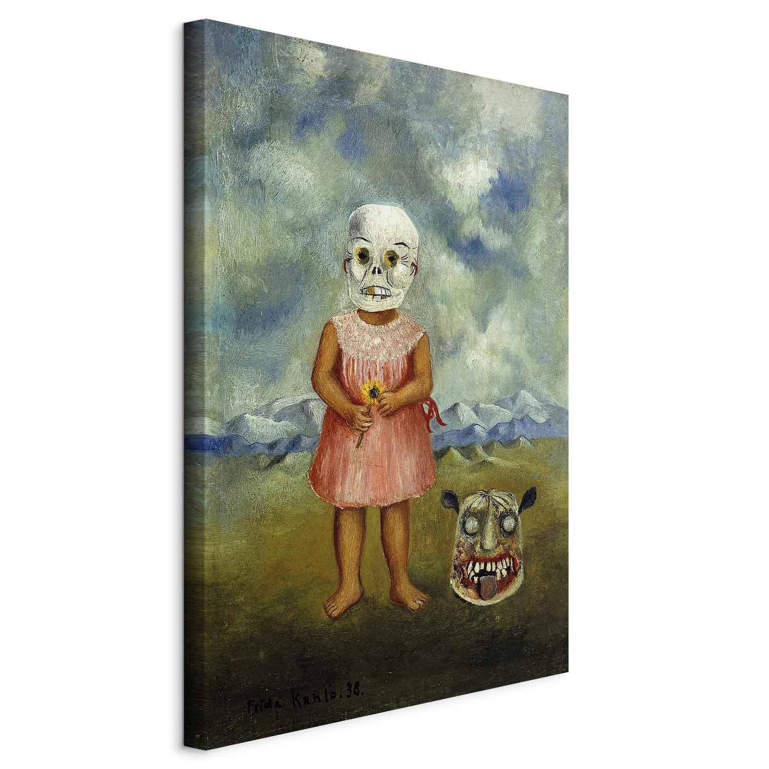 Frida Kahlo - Pige med dødsmaske lærredsbillede - 20 x 30 cm - På italiensk lærred