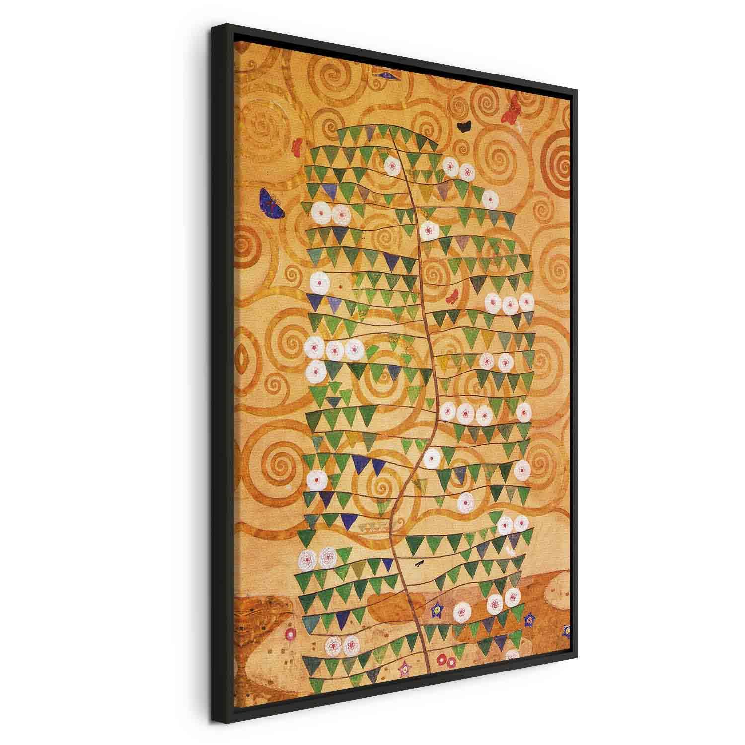 Gustav Klimt Livets Træ billede på lærred - 80 x 120 cm - I en sort træramme