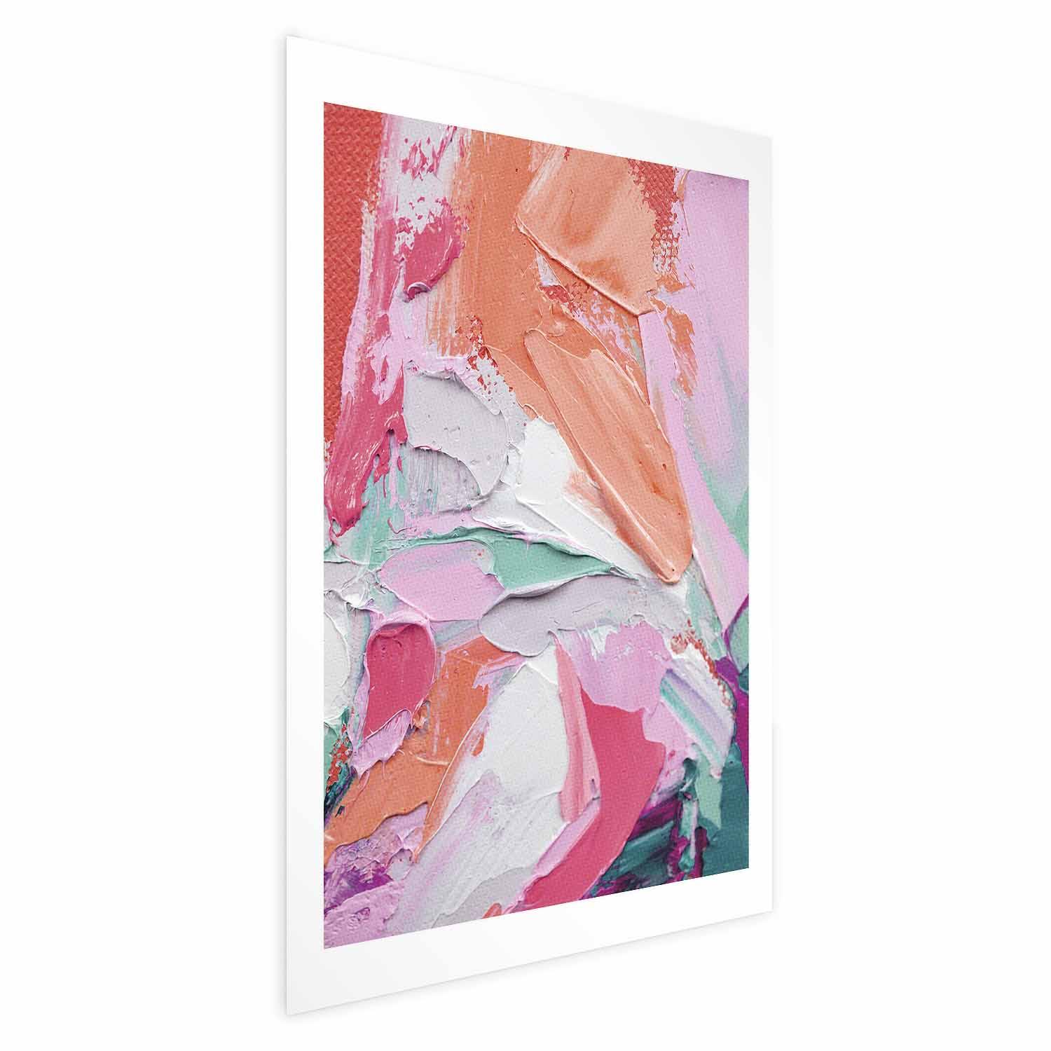 Abstrakt plakat Pink Palette i pink, orange og grøn - 40 x 60 cm - Uden ramme