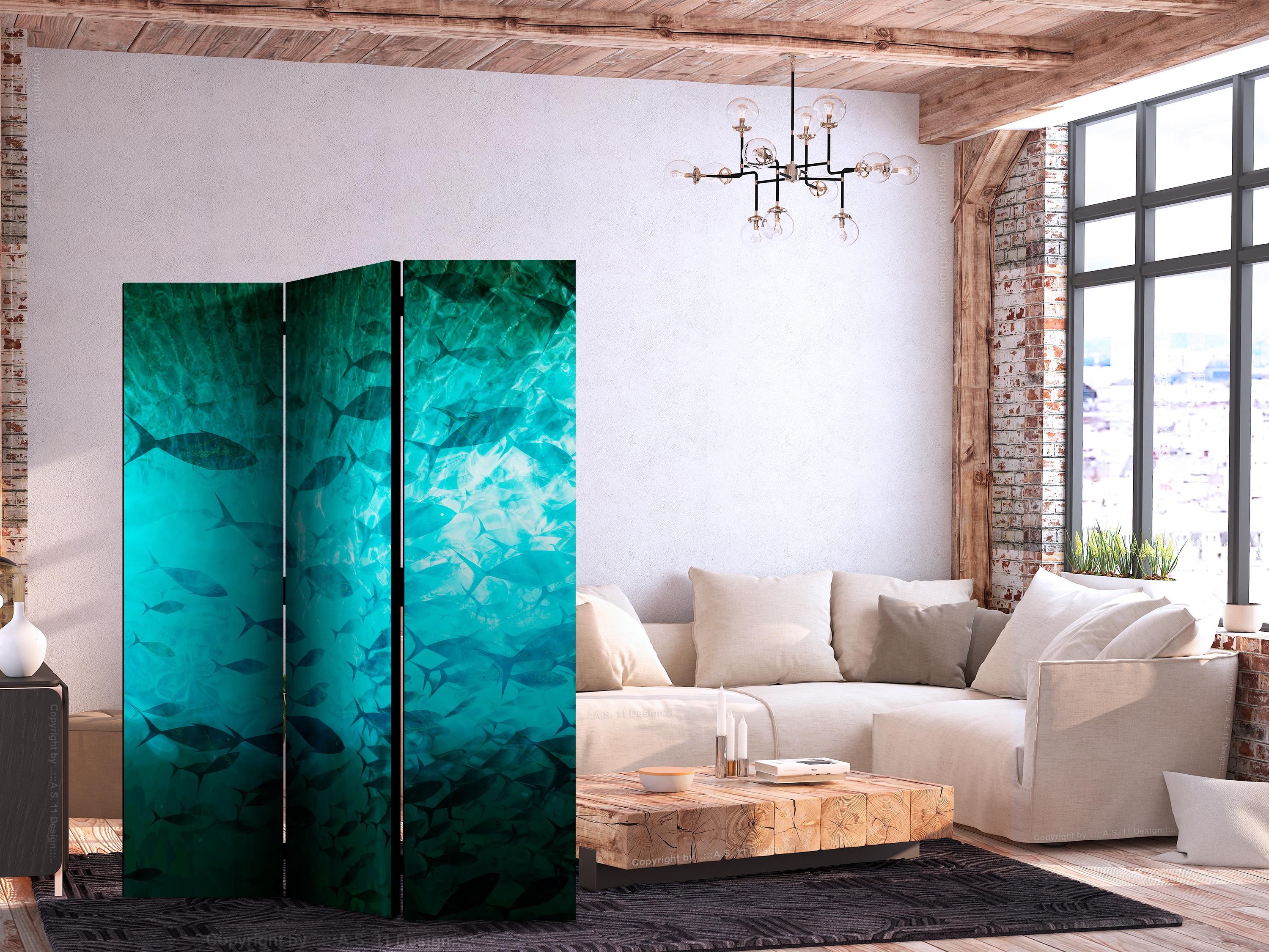 3-panels skærmvæg med fiskemotiv - Underwater Paradise 135 x 172 cm - 135 x 172 cm - Akustik