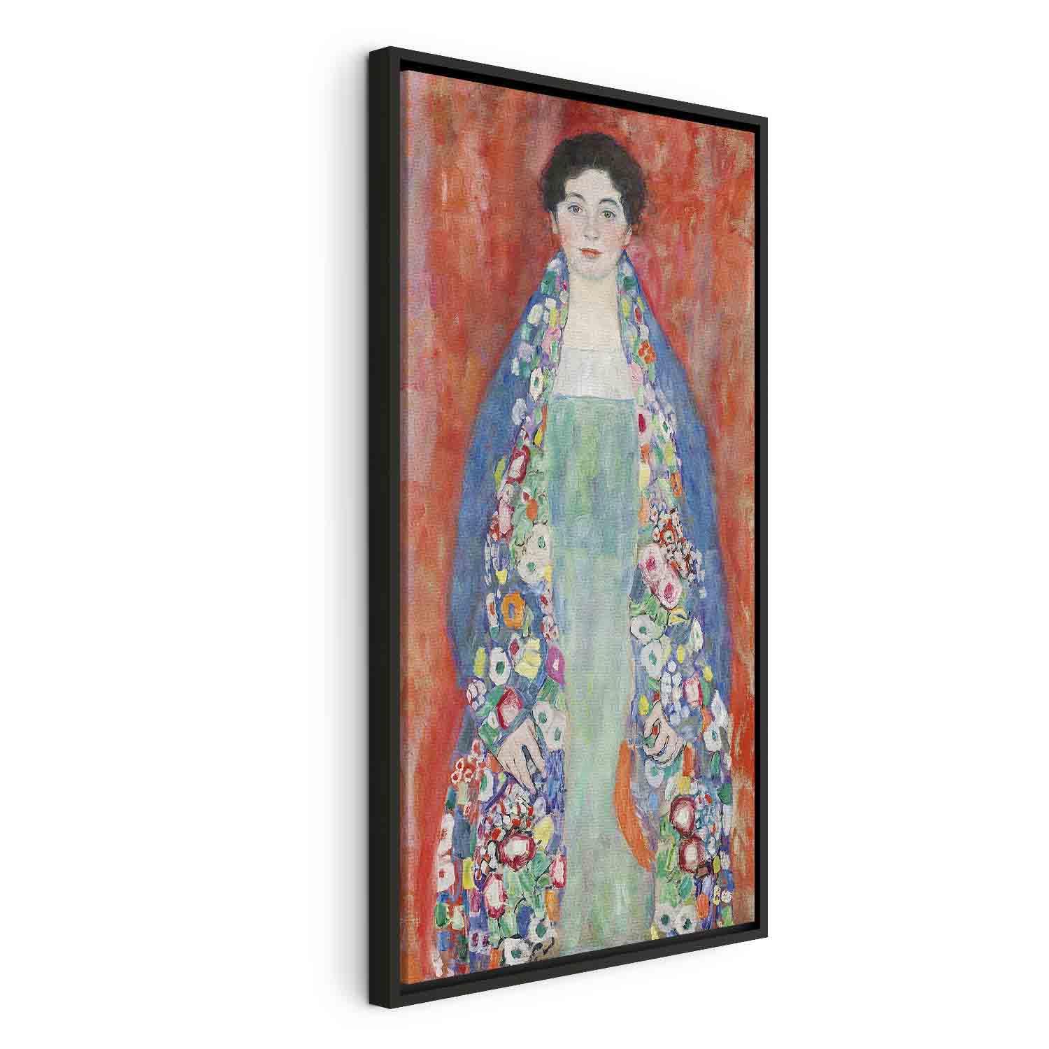 Gustav Klimt Portræt af Fräulein Lieser - billede på lærred - 30 x 60 cm - I en sort træramme
