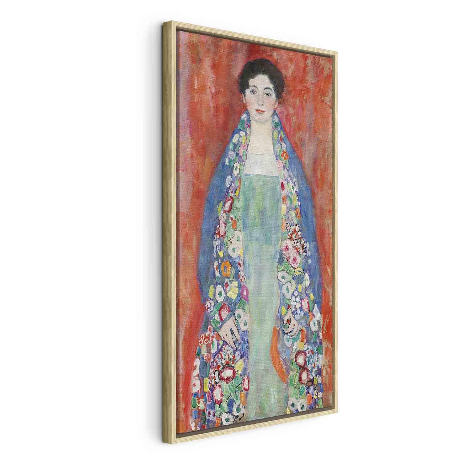 Gustav Klimt Portræt af Fräulein Lieser - billede på lærred - 30 x 60 cm - I en naturlig træramme