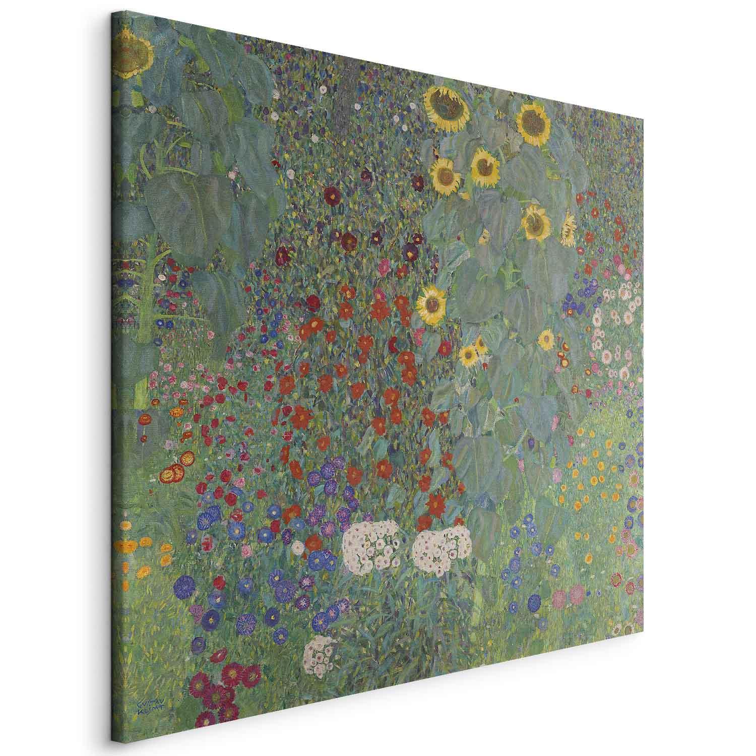 Gustav Klimt billede på lærred - Have med solsikker - 40 x 40 cm - På italiensk lærred