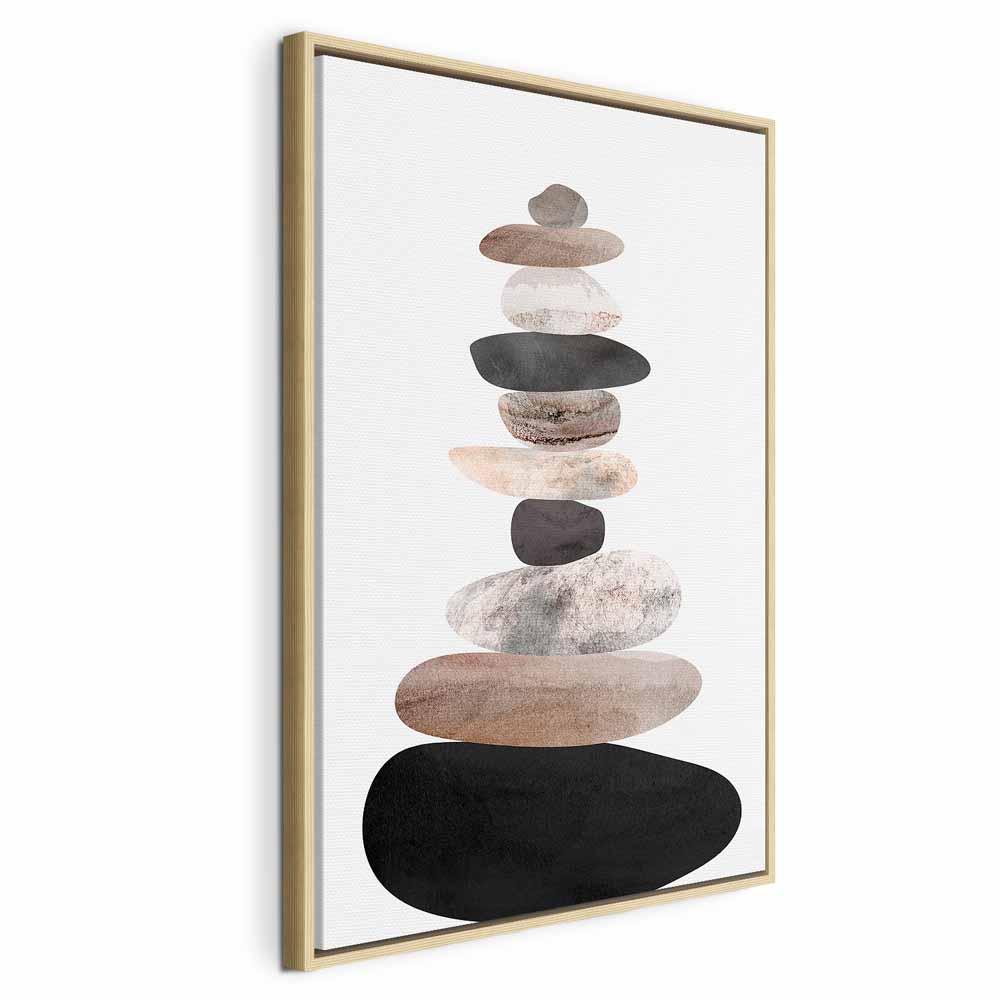 Abstrakt lærredsbillede Kunsten at skabe balance - 40 x 60 cm - I en naturlig træramme