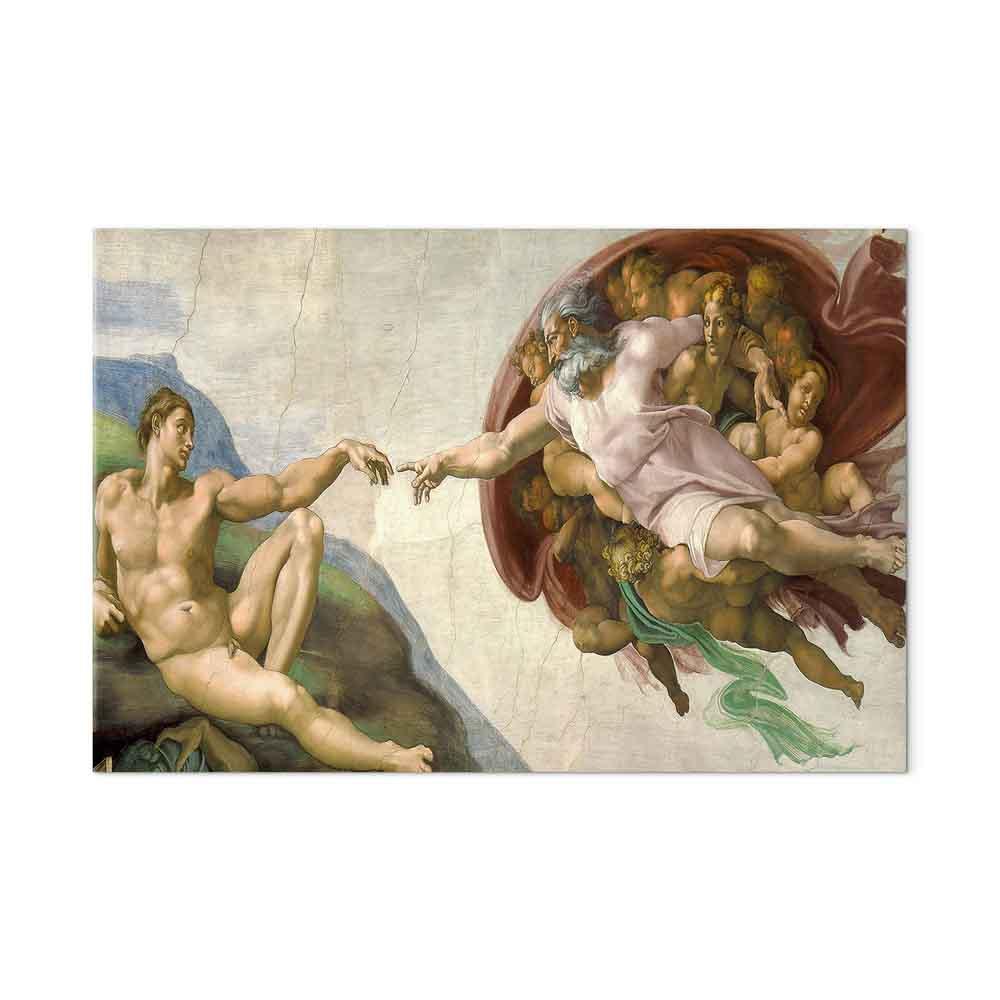 Michelangelo Skabelsen af Adam II billede på lærred - 90 x 60 cm - Akustisk