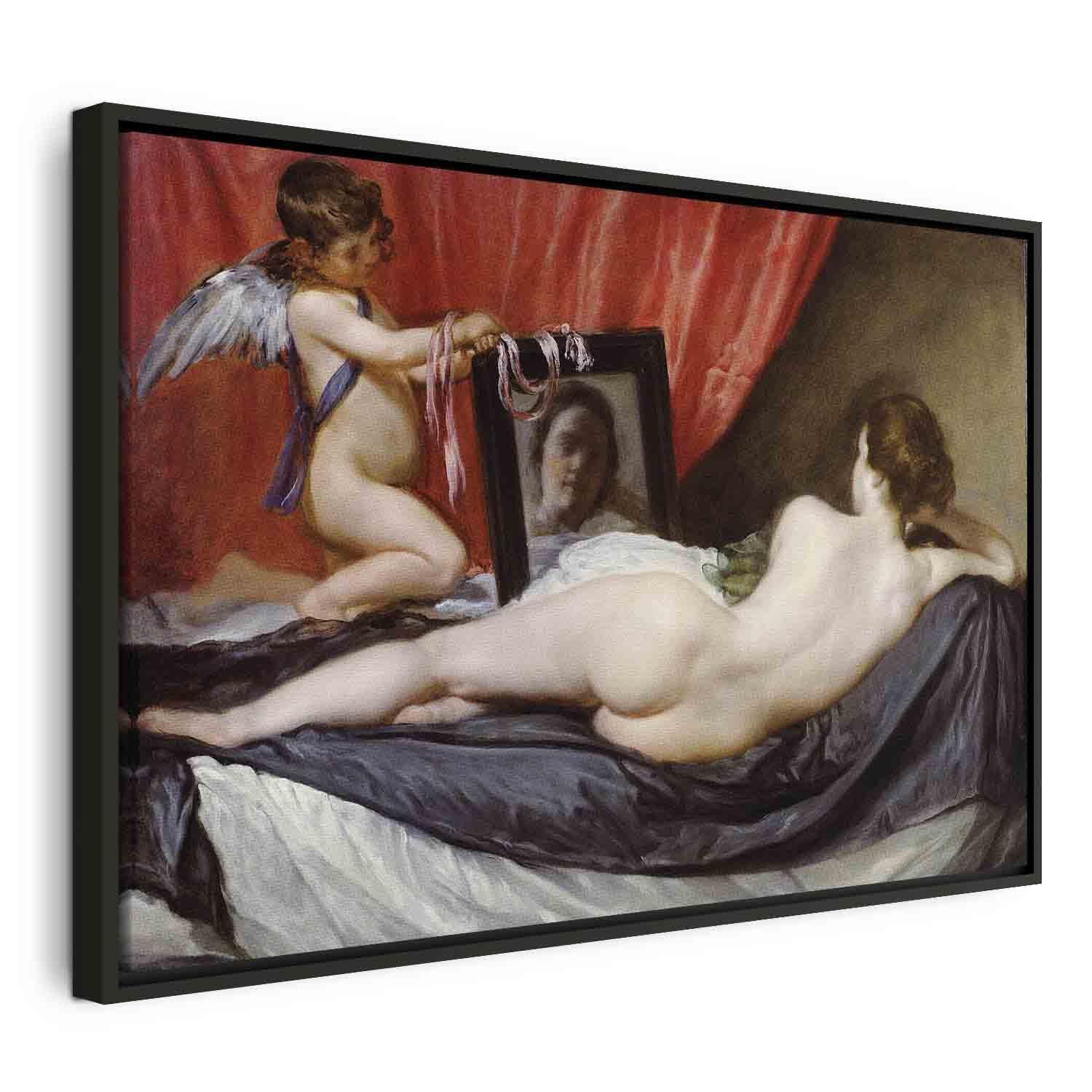 Diego Velázquez - Rokeby Venus lærredsbillede - 60 x 40 cm - I en sort træramme