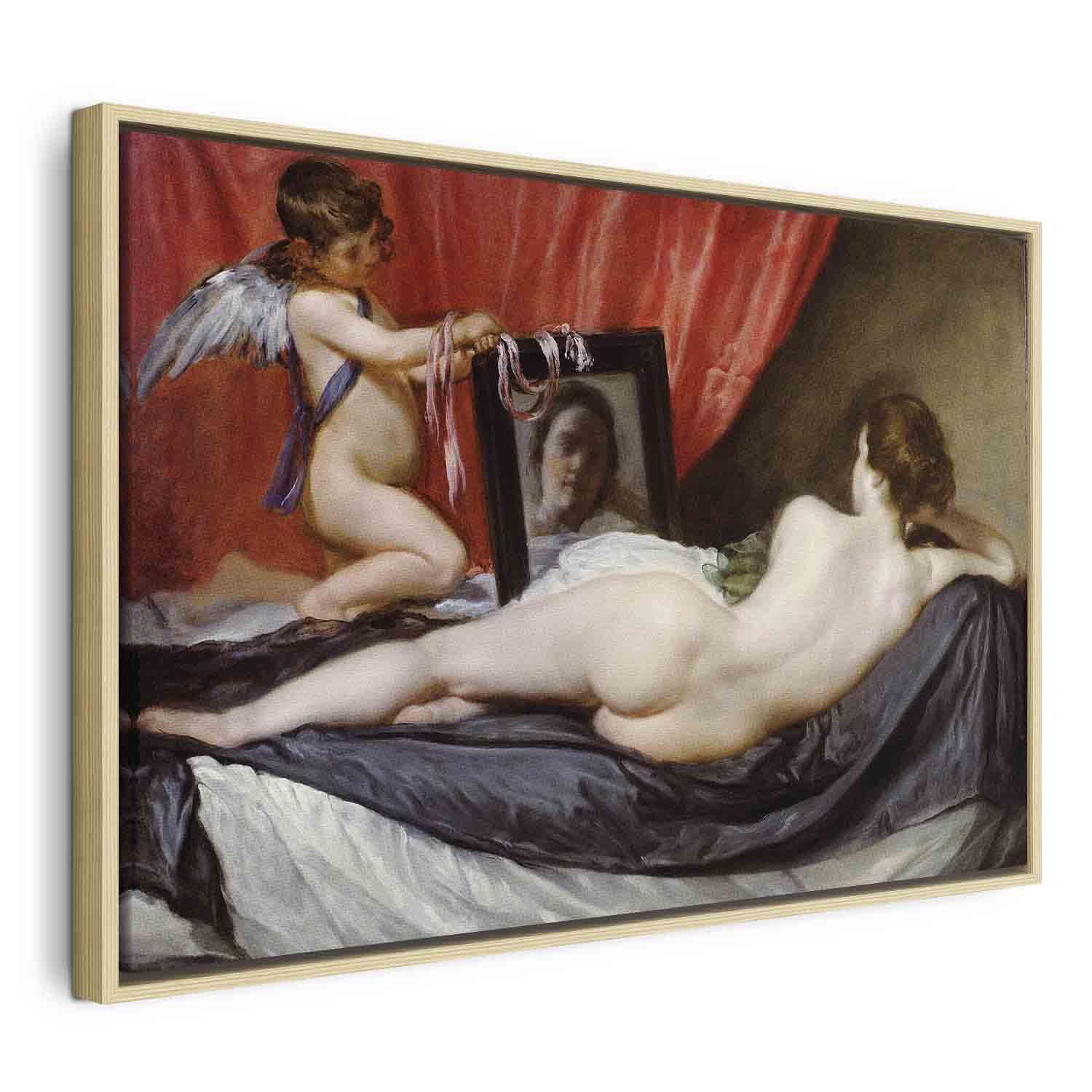 Diego Velázquez - Rokeby Venus lærredsbillede - 60 x 40 cm - I en naturlig træramme