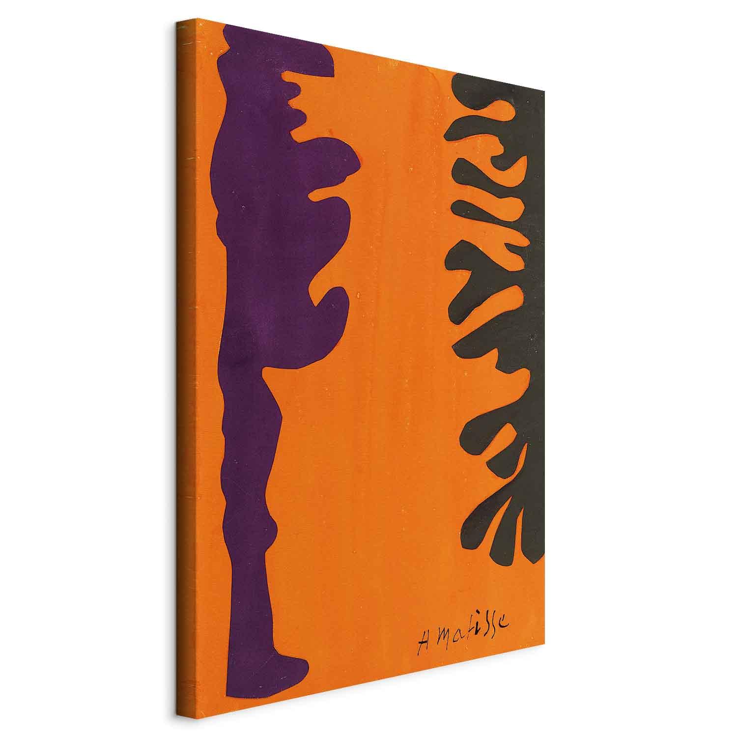 Henri Matisse billede på lærred - Sorte og violette arabesker på orange - 20 x 30 cm - På italiensk lærred