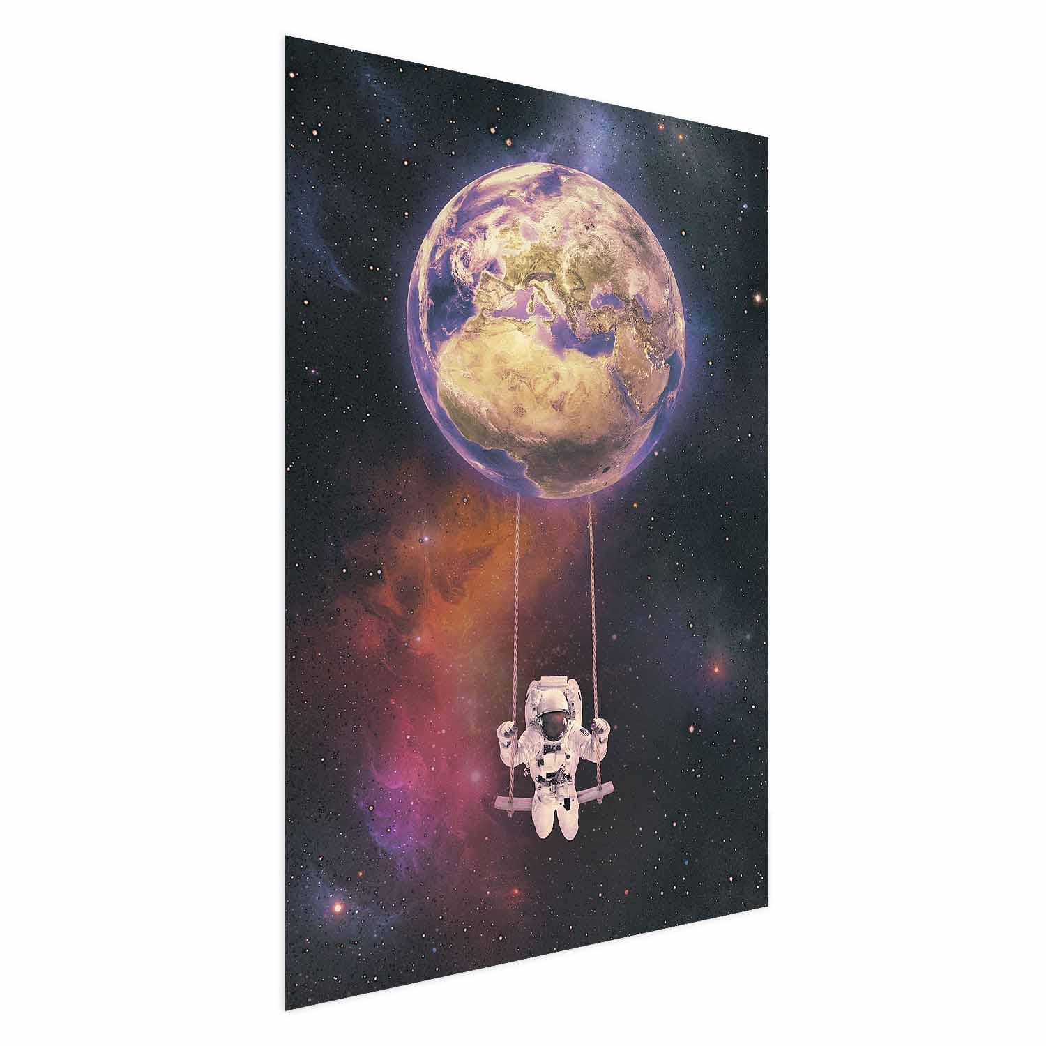 Plakat til børneværelset - Kosmisk gynge - 21 x 30 cm - Uden ramme