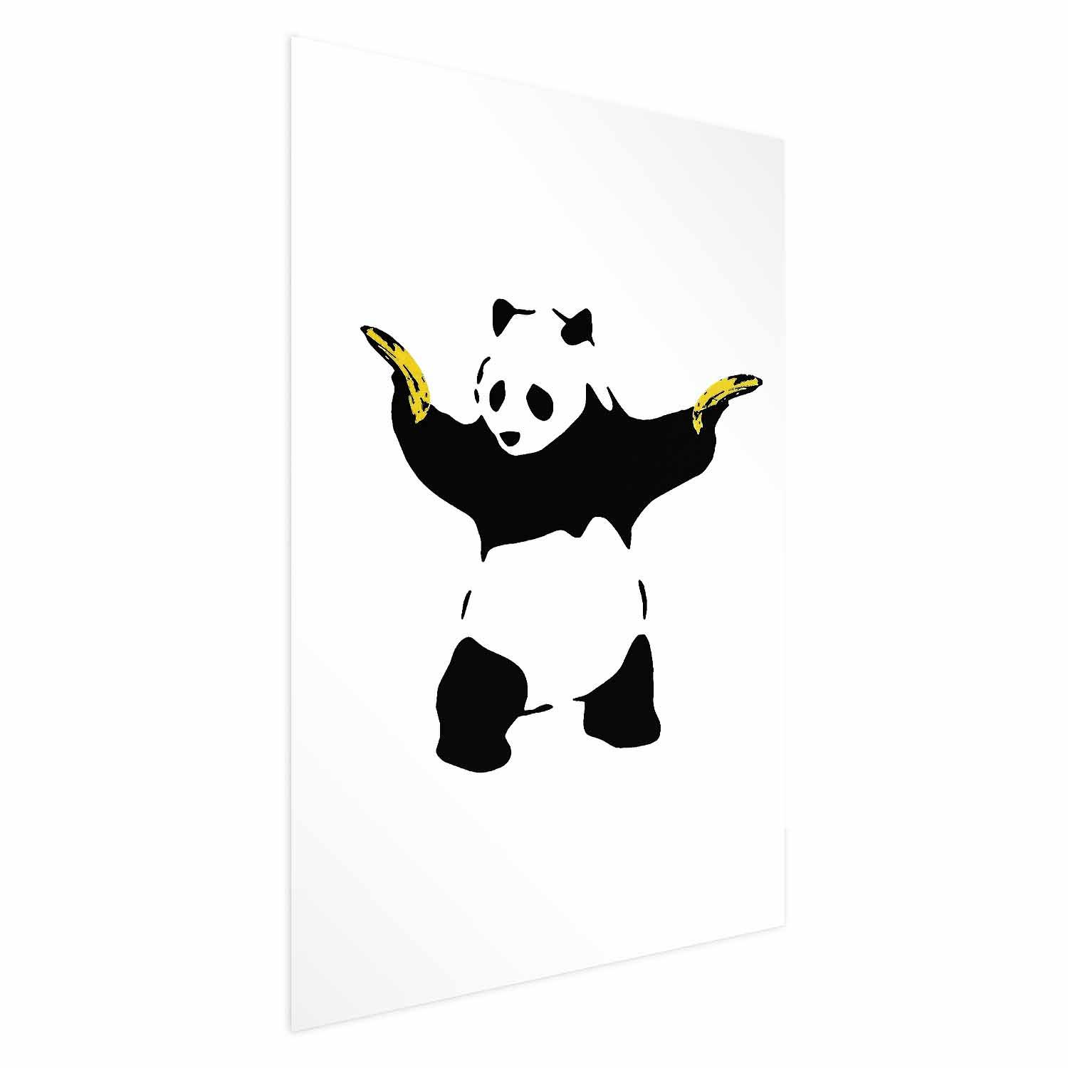 Plakat Panda med pistoler - gadekunst plakat - 21 x 30 cm - Uden ramme