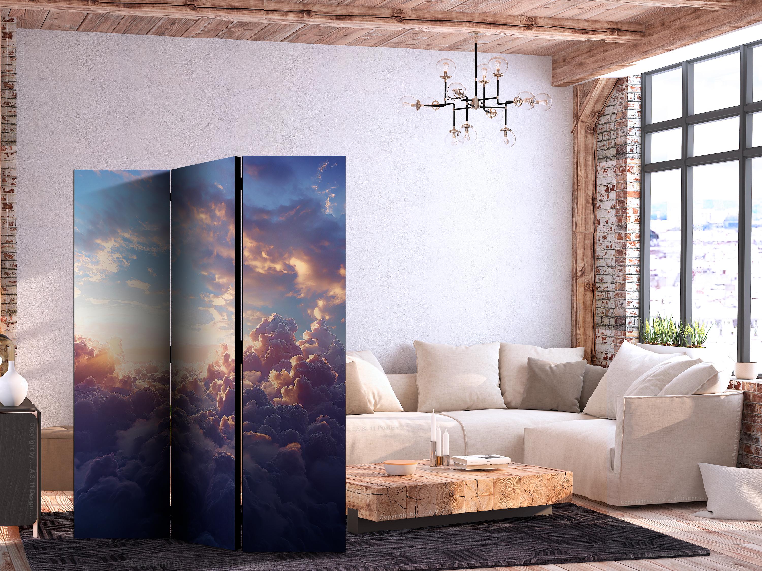 Skærmvæg med himmel og skyer 135 x 172 cm - Solen i skjul - 135 x 172 cm - Akustik