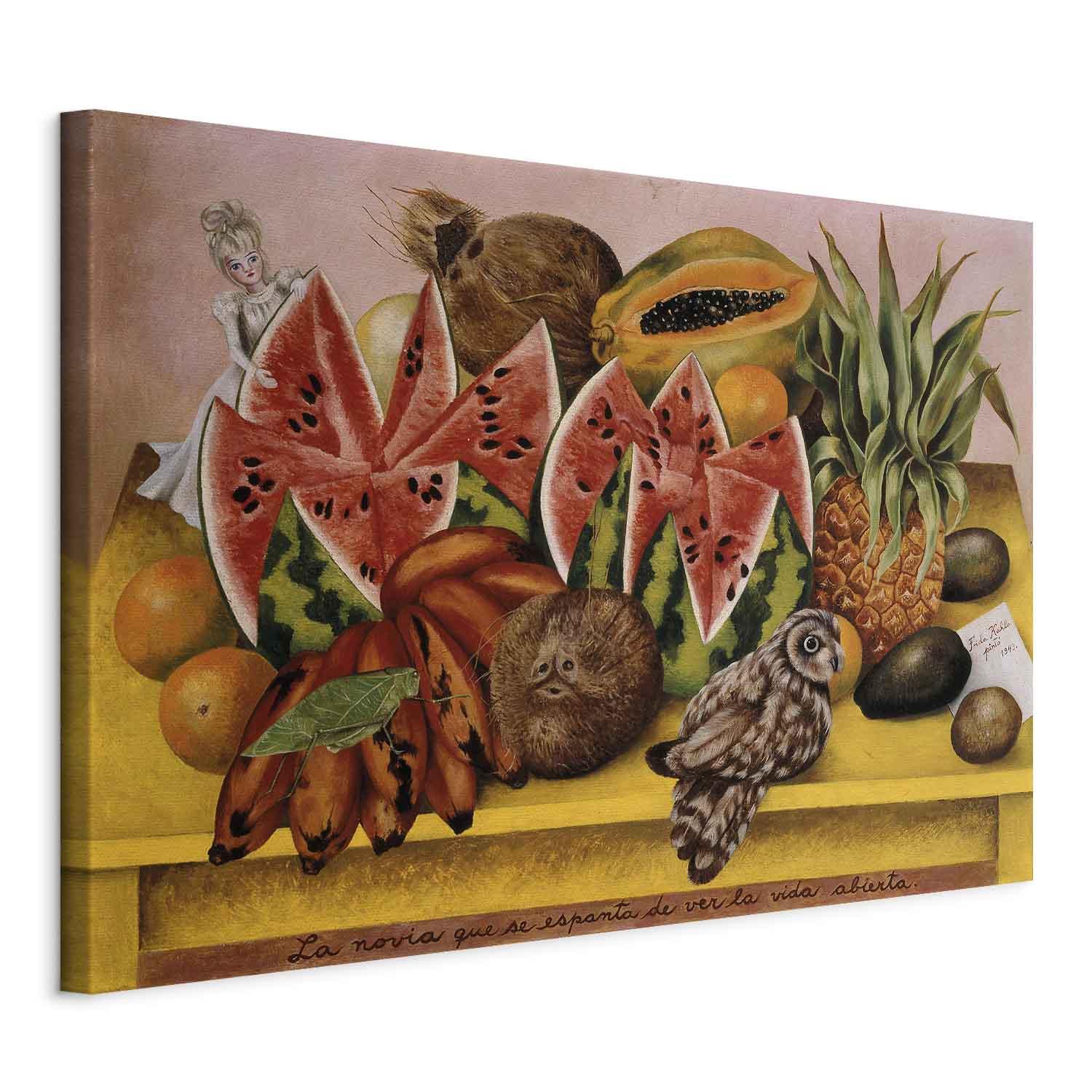 Frida Kahlo billede på lærred - En brud skræmt ved synet af livet åbnet - 30 x 20 cm - På italiensk lærred