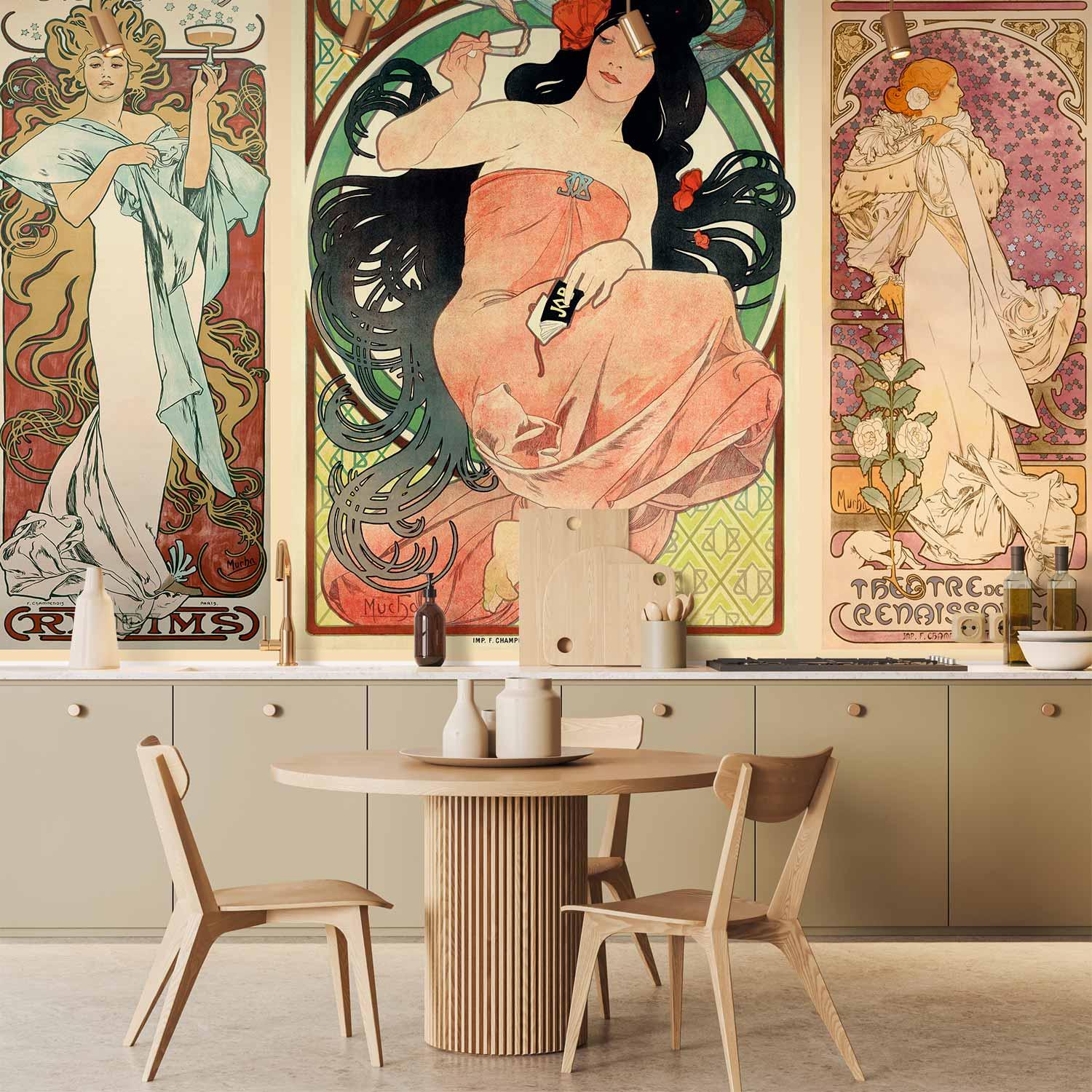 Alphonse Mucha fototapet med kvindemotiv - 400 x 280 cm - Vandtæt