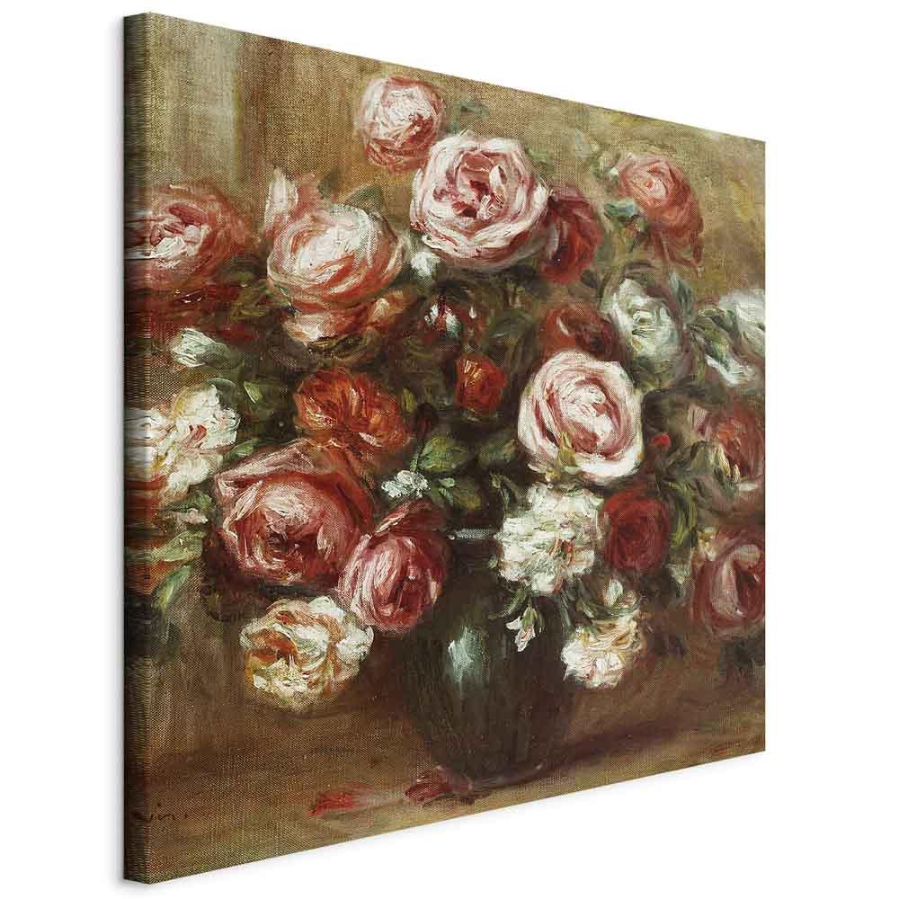 Pierre-Auguste Renoir billede på lærred - Stilleben med roser - 80 x 80 cm - På italiensk lærred