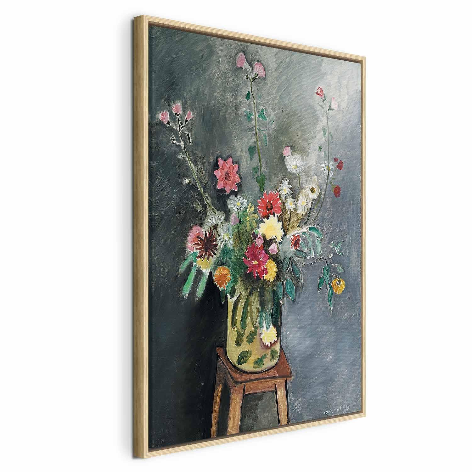 Henri Matisse Billede på lærred - Buket - 60 x 90 cm - I en naturlig træramme