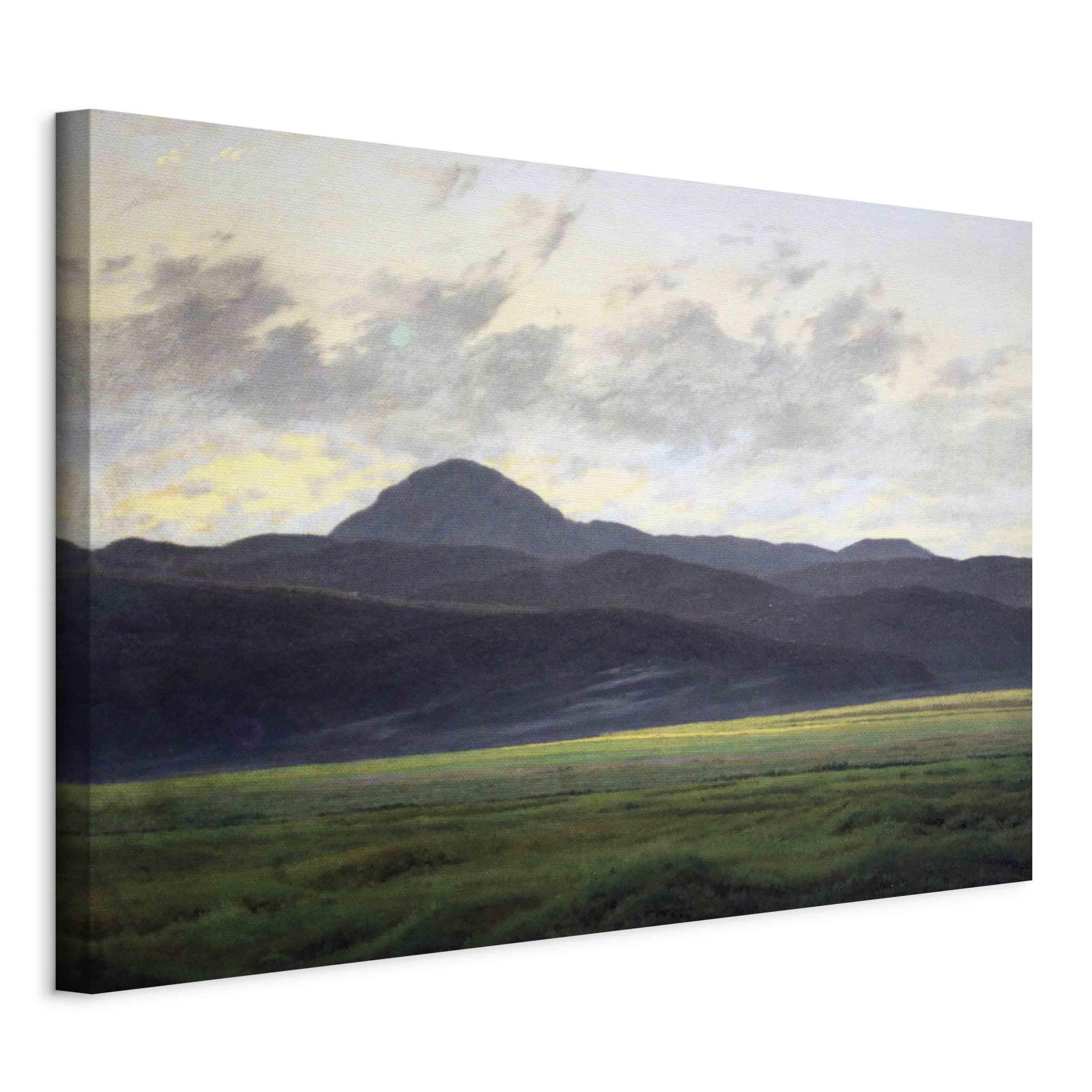 Caspar David Friedrich billede på lærred - Bjerglandskab i Bøhmen - 90 x 60 cm - På italiensk lærred