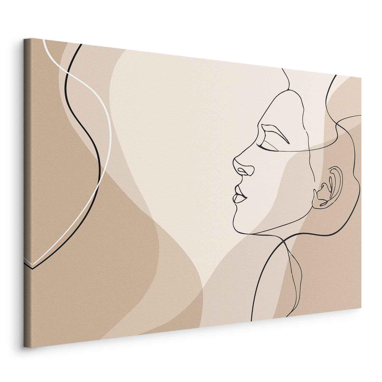 Lærredsbillede Feminin linje med menneskemotiv - 120 x 80 cm - På italiensk lærred
