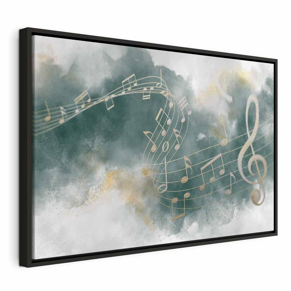 Lærredsbillede Melodien i salmen, 1 del, bredt - 90 x 60 cm - I en sort træramme