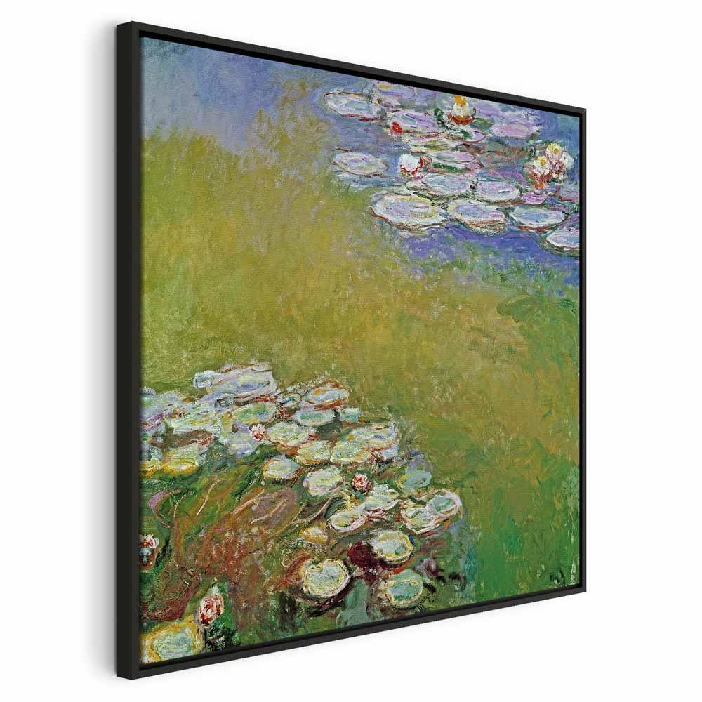 Claude Monet Åkander - billede på lærred - 40 x 40 cm - I en sort træramme